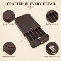 Boîte à cigares vintage personnalisée en gros, 6 compartiments, en cuir PU, avec tiroir coulissant et loquet métallique, pour voyage et cadeau