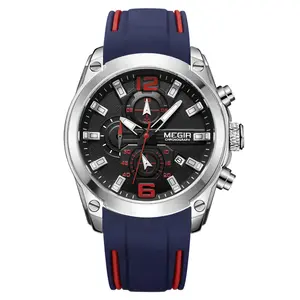 MEGIR 2063 new design high quality mens quartz watch excel Silicone band Waterproof Chronograph low moq sports wristwatch