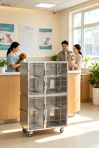 Jaula Reutilizable de Acero Inoxidable de 6 Puertas <span class=keywords><strong>para</strong></span> <span class=keywords><strong>Perros</strong></span> y Gatos, Uso Médico y Veterinario, <span class=keywords><strong>para</strong></span> Hospitales y Cirugía - Product Image 4