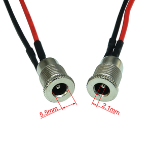 5.5x2.1mm DC jack cắm điện ổ cắm <span class=keywords><strong>Adapter</strong></span> ren nữ gắn kết nối 15cm 18AWG Cáp đánh giá 5A hiện tại cắm Loại ổ cắm - Product Image 2