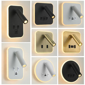 Lámpara de pared de estudio con puerto de interior moderno, lámpara de lectura de cabecera con fuente de luz LED para dormitorios de Hotel y hogar con interruptor - Product Image 1