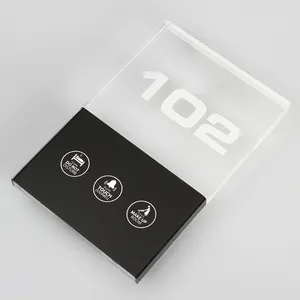 Letrero de cristal acrílico con placa táctil para Hotel, 100-240V CA, diseño exclusivo a la moda, con logotipo personalizado, número de habitación y DND/ur