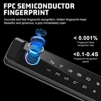 Meilleure vente serrure de porte en verre intelligente à glissière automatique noire clé d'empreinte digitale TT App déverrouillage pour porte en aluminium stockage de données en nuage