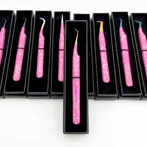 Pinzas para Extensión de Pestañas de Fibra Rosa de Marca Privada, 45 y 90 Grados, para Volumen e Isolación, Herramienta de Precisión para Pestañas, OEM - Product Image 1