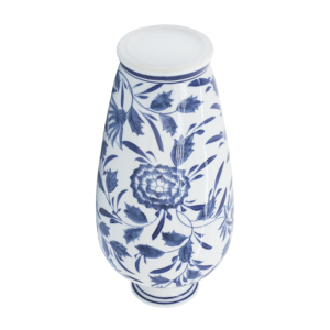 Vaso in Ceramica Blu e Bianco con Motivo Floreale, Decorazione Elegante per Tavolo in Stile Chinoiserie - Product Image 4