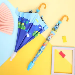 Animal Printing Kids Umbrella bonito impermeável ao ar livre 190T Pongee Umbrella Hook Handle Kids Umbrella com tampa impermeável