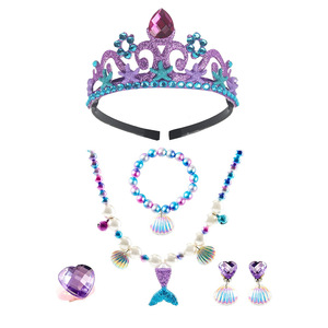 Mermaid Princess Jewelry Set Imitation Pearl Heart <b>Shell</b> Necklace <b>Bracelet</b> Ring Earrings Kids Costume Accessories - Product Image 4