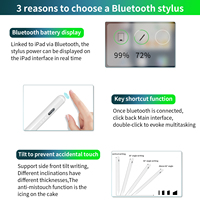Stylus caneta ipad totalmente carregada em 5 minutos, tela de bateria de três grades para ipad apple