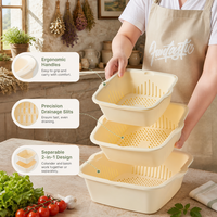 Évier de lavage optimal pour légumes et fruits avec passoire de cuisine en plastique et robinet classique à aspiration intégrée