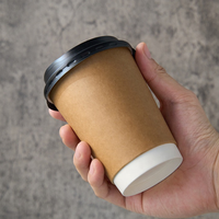 Imprimante personnalisée jetable écologique biodégradable tasses à café en papier à double paroi simples avec couvercles pour boisson chaude et café