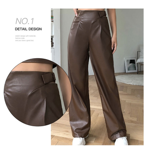 <span class=keywords><strong>Pantaloni</strong></span> <span class=keywords><strong>in</strong></span> <span class=keywords><strong>Pelle</strong></span> di Alta Qualità per Donna, Gamba Larga con Cintura, <span class=keywords><strong>Pantaloni</strong></span> <span class=keywords><strong>in</strong></span> <span class=keywords><strong>Pelle</strong></span> Marrone - Product Image 5