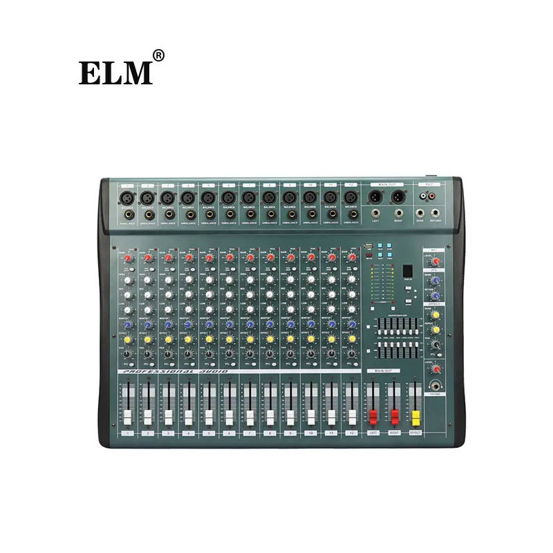 ELM Meja Pencampur Suara Multifungsi, Mixer <span class=keywords><strong>Audio</strong></span> Digital Profesional 12 Saluran Kualitas Tinggi