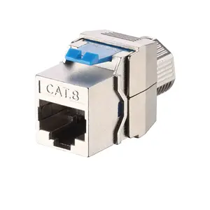 Cat8 RJ45 STP无工具型锌合金模块屏蔽梯形插孔适配器40千兆模块化插孔Cat8梯形插孔