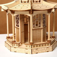 Puzzle 3D en bois à assembler en groupe, modèle de pavillon chinois ancien, jouet décoratif DIY