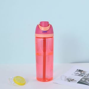 Bouteille d'eau portable en plastique transparent de 750 ml pour étudiants, avec paille, double boisson, pour le sport et l'extérieur – Vente en gros - Product Image 5