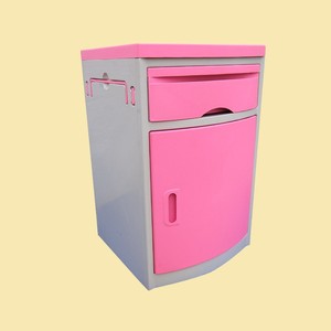 Table de chevet d'hôpital en plastique rose et bleu, facile à nettoyer, pour salle d'hôpital, clinique, chambre à coucher, armoire - Product Image 1