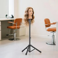 Support trépied pour perruque de 50 pouces réglable, support de tête de mannequin pour la formation en cosmétologie et coiffure - Comprend des épingles en T