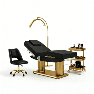 Cama <span class=keywords><strong>de</strong></span> Belleza Moderna y Lujosa con Doble Columna Dorada, Cama Eléctrica para Pestañas con 4 Motores, Cama <span class=keywords><strong>de</strong></span> Masaje para <span class=keywords><strong>Spa</strong></span> con Iluminación LED - Product Image 2