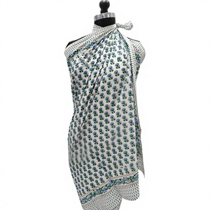 Hiigh quality manufacturer export jaipuri style handmade 100 cotton <b>sarong</b> boho scarf floral beachwear quick dry breathable pare - Product Image 1