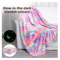 Couverture en flanelle lumineuse à double face Fluorescent Unicorn Solid Winter Children's Air Conditioning Cover Wholesale Spot Blankets