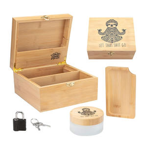 Juego de caja de alijo de bambú portátil con tarro de vidrio y <span class=keywords><strong>candado</strong></span> Perfecto para yoguis y amantes de la meditación - Product Image 3