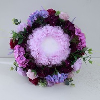 Livraison gratuite FL-090 Boule de fleurs artificielles en tissu rose et pivoine, décoration de centre de table de mariage haut de gamme