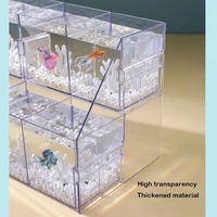 Aquarium moderne pour poisson rouge, lumineux, petit et carré, en plastique imitation verre, avec lampe intégrée, pour salon