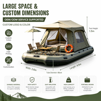 Bateau de pêche gonflable professionnel avec auvent rétractable, protection UV, plancher en Drop Stitch, bateau motorisé pour la pêche à la dérive et le camping, 2-6 personnes