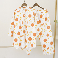 Ensemble de pyjama décontracté pour homme et femme en tissu de lin pur avec logo de fruits imprimé sur mesure, manches longues, pantalon, vêtements de détente pour la maison