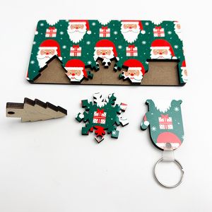 Job-in Gifts New Year Decoration Unique New Year Gifts Product Promotion Design Simple Sublimation <strong>Blanks</strong> Mdf Keychain - Product Image 1
