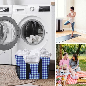 Hawaiian Lifestyle Women's Large Capacity Folding Tote <b>Handbag</b> Custom Checked Design Reusable Shopping Cooler Bag with Logo - Product Image 6