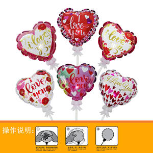 بيع بالجملة ديكور الحفلات المطبوعة 6 بوصة الذاتي تضخيم عصا اليد المستديرة قلب نجمة احباط البالون - Product Image 5