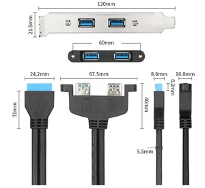 Bảng Điều Khiển Tùy Chỉnh Gắn <span class=keywords><strong>USB</strong></span> 3.<span class=keywords><strong>0</strong></span> Nữ Trở Lại Bảng Mạch Chủ Cáp Tiêu Đề 20Pin Với Giá Đỡ Khe Cắm <span class=keywords><strong>PCI</strong></span> - Product Image 4