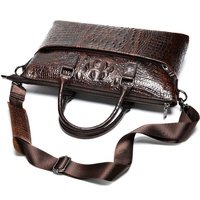 Vente en gros de porte-documents classiques pour hommes en cuir de crocodile véritable gaufré, luxe, bureau, logo personnalisé, fermeture à glissière