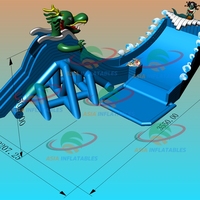 Parc aquatique gonflable géant avec toboggan, pour adultes