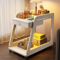 Table basse convertible en bois massif durable, double couche, meuble d'appoint pour canapé, avec roulettes, table de chevet, meuble de salon, chariot