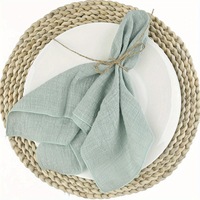 Nappe en tissu de coton uni teint, bord surjeté personnalisé, tissu carré pour la bouche, tissu Zou, nappe de fête de mariage, nappe occidentale