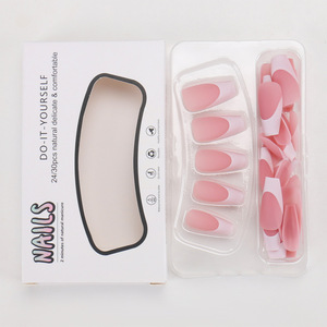 Puntas de uñas trapezoidales medianas de color rosa de deseo puro mate de gama alta usable de Venta caliente transfronteriza europea y americana - Product Image 4