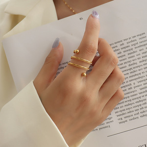 Tiny Sphere Accent Two Layer Beaded Edge Stainless Steel <b>Ring</b> - Product Image 1