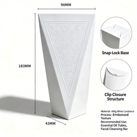Cajas Rígidas Cónicas de Lujo con Patrón en Relieve, Empaque de Papel Triangular Blanco Personalizado para Aceite Esencial, Cuidado de la Piel, Crema Facial, Uso en Tubos