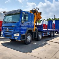 Camion grue à plateau pliable d'occasion Sinotruk Howo 371 8x4 12 tonnes 20 tonnes avec échelle de chargement hydraulique
