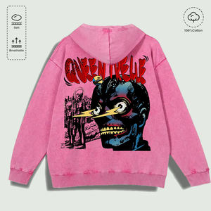 Sudadera con Capucha 100% Algodón Lavado con Estampado Gráfico de Calavera Cibernética de Estilo Vanguardista, Varios Colores - Product Image 5