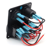 Panneau d'interrupteurs à bascule LED bleu 3 modules avec disjoncteur et double USB pour voiture, bateau, marine 12V-24V