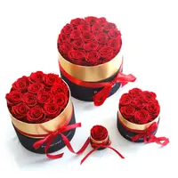 Handmade Forever Red Preserved Roses in Round Gift Box for Girlfriend
