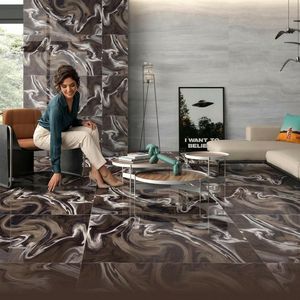 Carreaux de sol en porcelaine polie effet marbre brillant Cyclone Choco 60x120 cm, qualité supérieure - Product Image 1