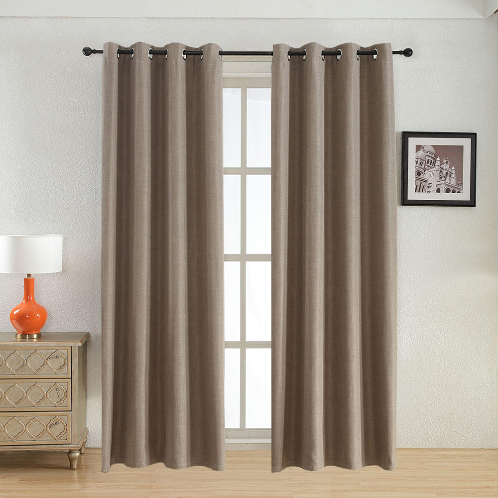 100% Polyester Linen-Like Blackout Curtain 3-Pass Thermal