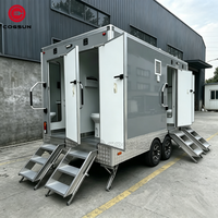 Cogsun Toilettes préfabriquées portables de bonne qualité, remorque sanitaire mobile avec douche et roues