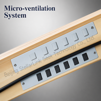 Puits de lumière à pivot central en aluminium et bois de style européen avec commande de micro-ventilation par poignée supérieure