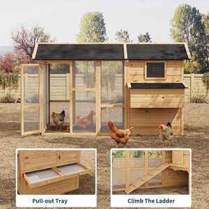 <b>Large</b> Outdoor Living Chicken Coop for 4-6 Chickens Wooden Wire Construction Waterproof Roof Eco-Friendly Easy Assembly Natural - Product Image 4