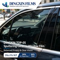 Film teinté pour vitres de voiture DINGXIN OEM TOP-05 par pulvérisation, 2 mil, 1,52*30m, 5%±1% VLT, 99% de rejet UV, 99% de rejet IR